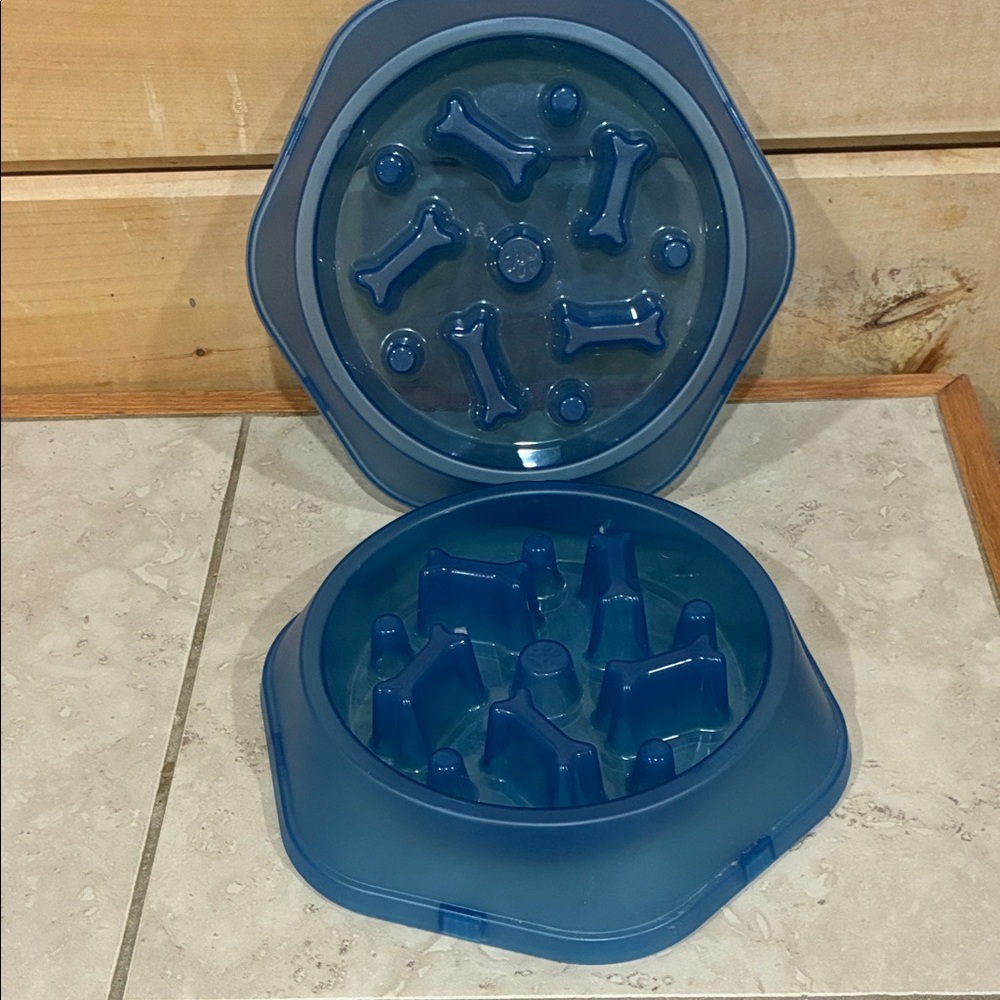 2 Slow Feed Dog Bowl Puzzles- Blue